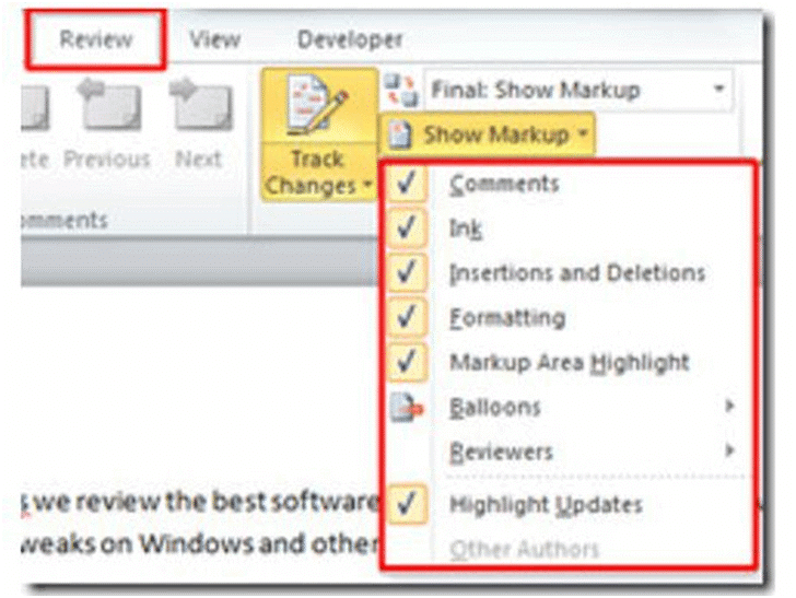 Chapter notes: MS-Word - Class 8