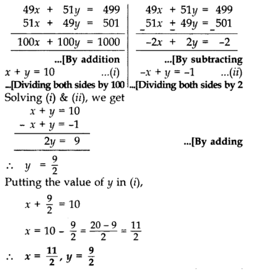 Class 10 Maths Chapter 3 Question Answers - Pair of Linear Equations in Two Variables