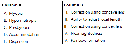 Human Eye and Colourful World Class 10 Worksheet Science Chapter 10