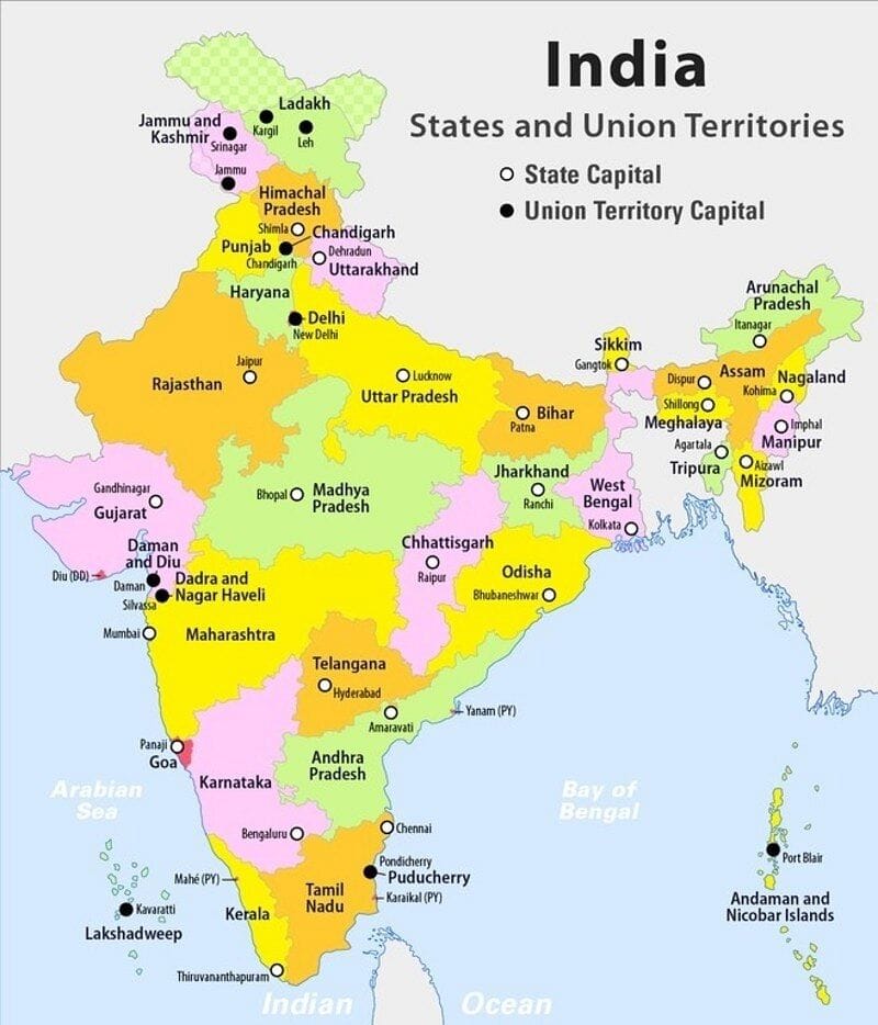 States and Capitals Map