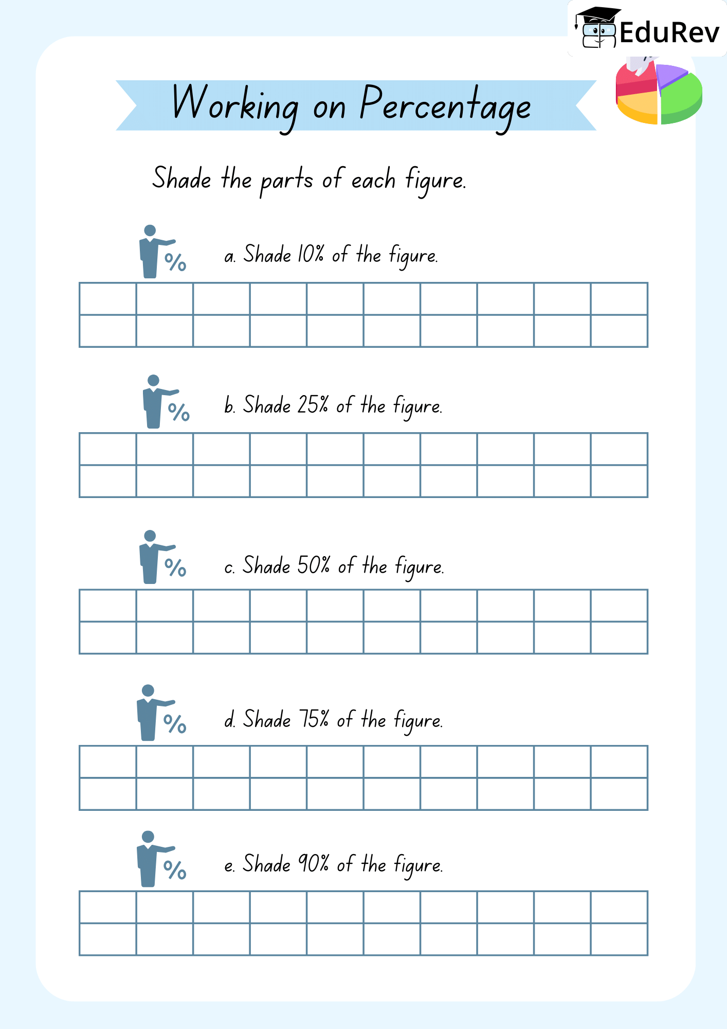 Visual Worksheets - Understand Percentage & Shade the boxes accordingly | Mathematics for Class 5