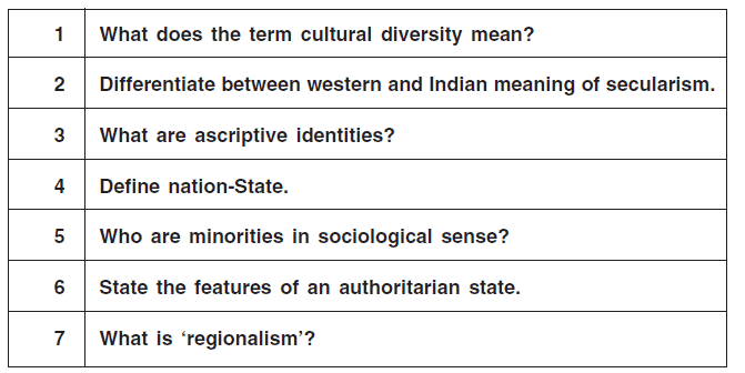 Question for Practice - The Challenges of Cultural Diversity | Sociology Class 12 - Humanities/Arts