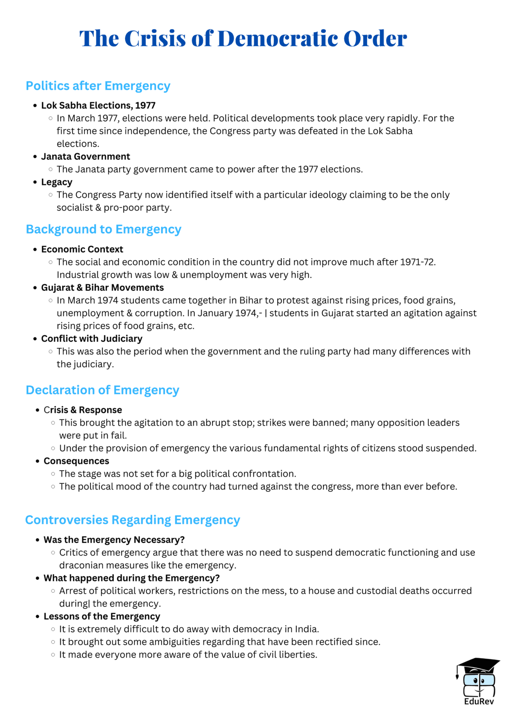 Mind Map: The Crisis of Democratic Order | Political Science Class 12 - Humanities/Arts
