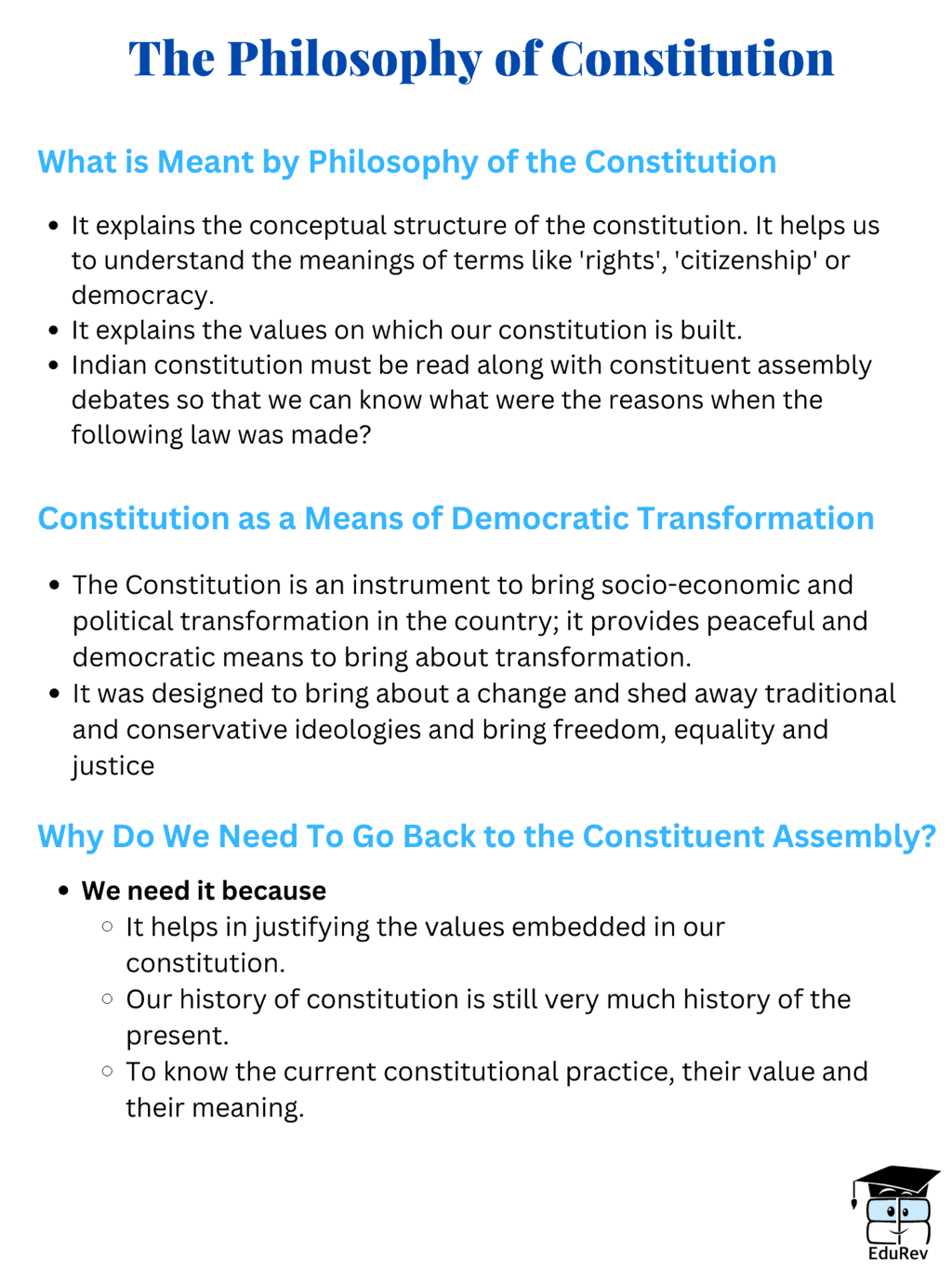 Mind Map: The Philosophy of Constitution | Political Science Class 11 - Humanities/Arts