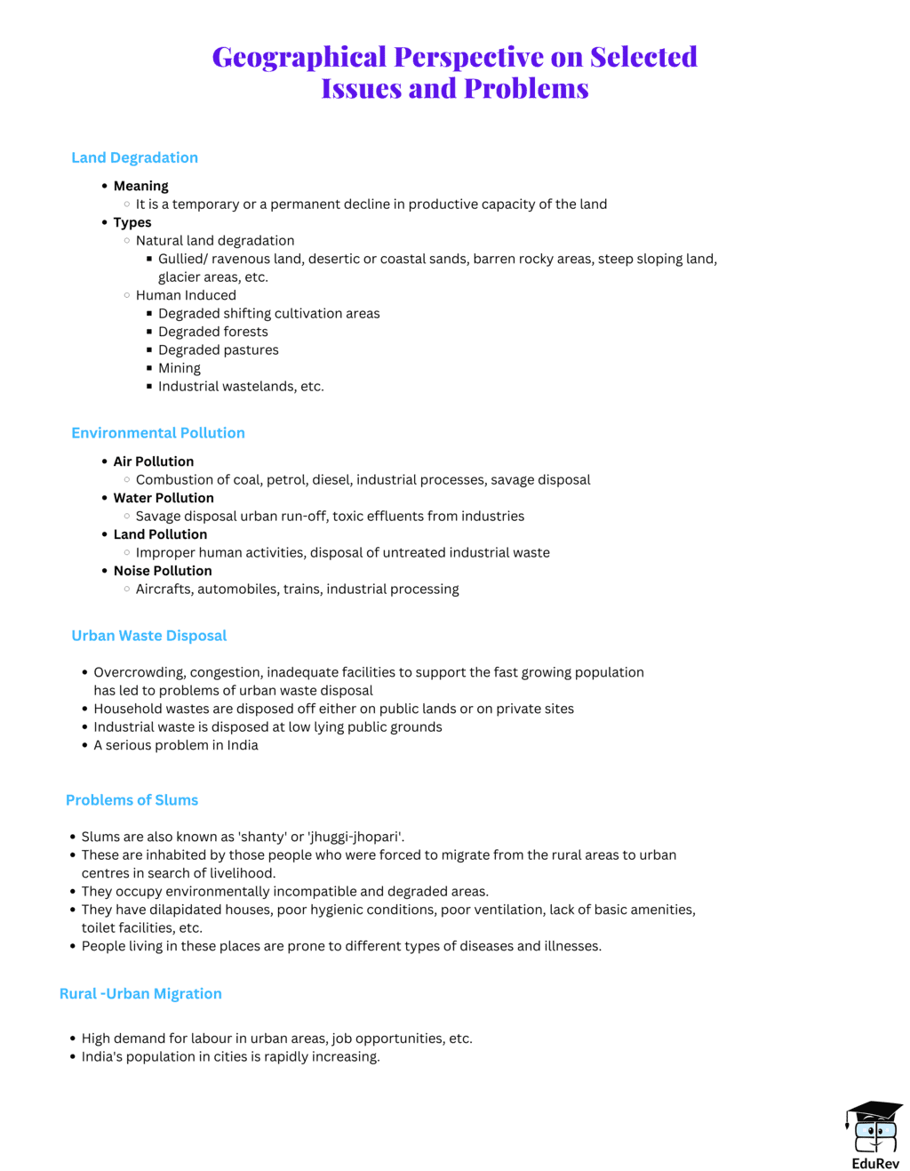 Mind Map: Geographical Perspective on Selected Issues & Problems | Geography Class 12 - Humanities/Arts