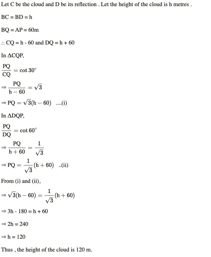 Some Applications of Trigonometry Class 10 Notes Maths Chapter 9