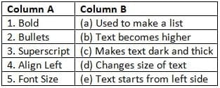 Match the Following