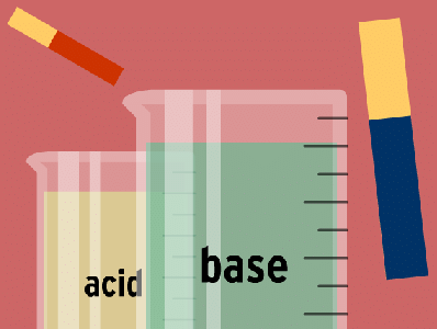 Reaction on litmus paper after dipped in acid and base