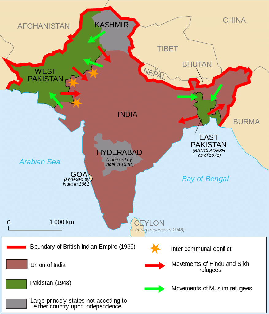 India and Pakistan at the time independence (Indian independence act, 1947)