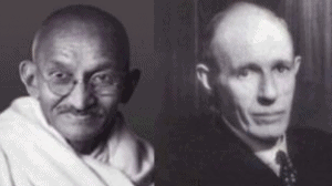 Gandhi and Lord Irwin respectively