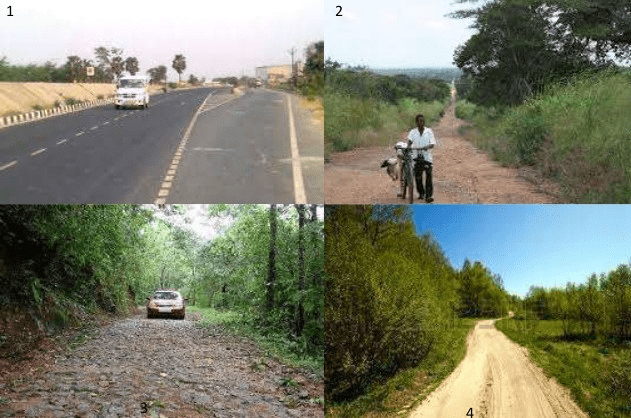 1-Metalled Road2,3,4-Unmetalled Road
