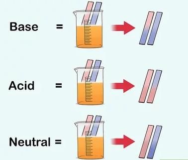 Change in color of litmus paper