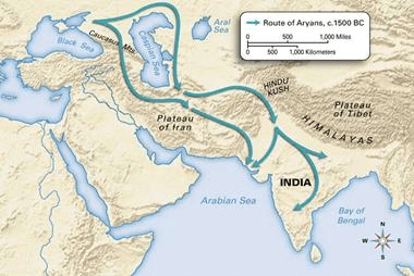 Route of Aryans before 4th century B.C