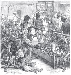 People waiting for famine relief in Bangalore&nbsp;