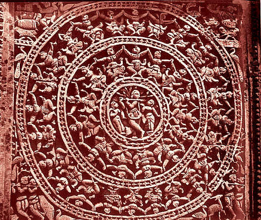 Krishna with gopis, terracotta plaque from the Shyamaraya temple, Vishnupur