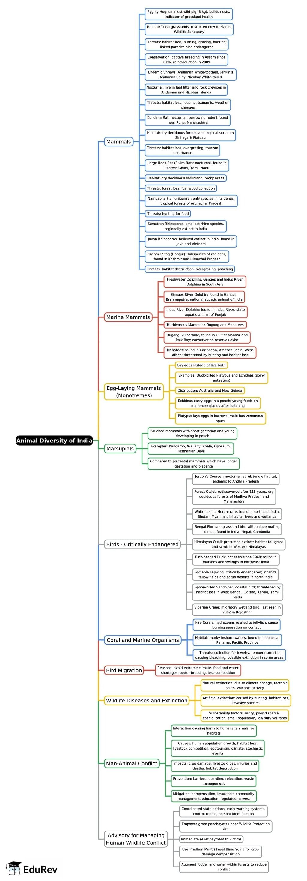 Mind Map: Animal Diversity of India | Environment for UPSC CSE