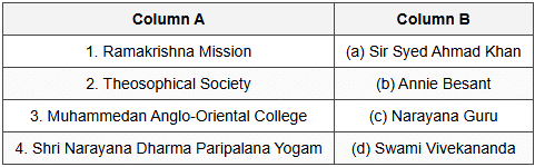Match the following