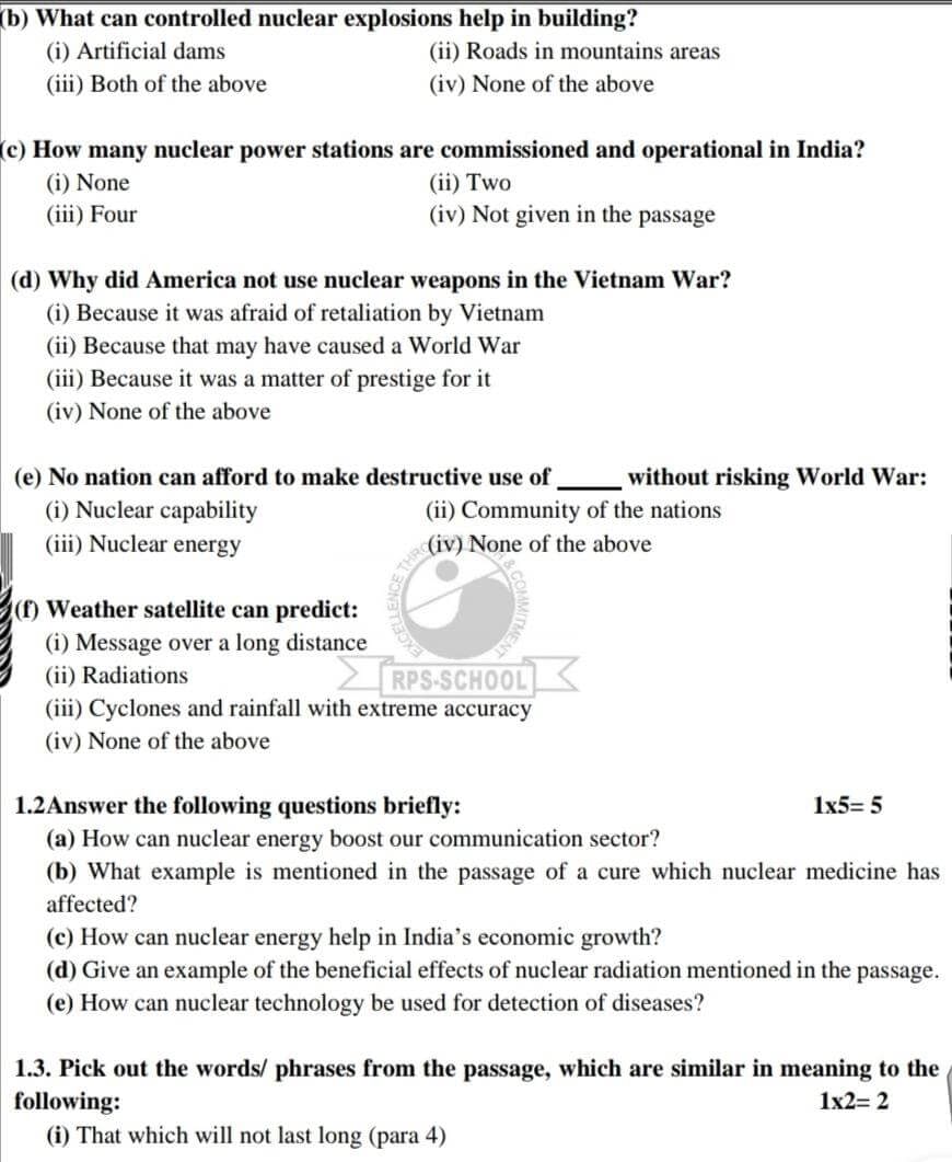 English test paper | Additional Study Material for Class 12
