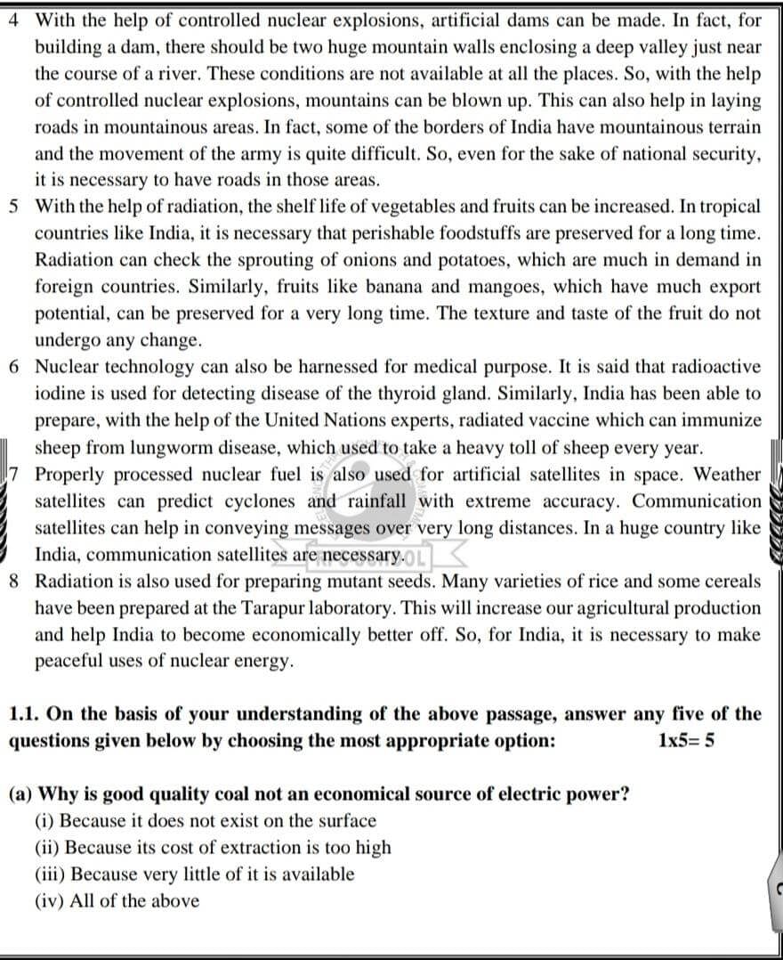 English test paper | Additional Study Material for Class 12