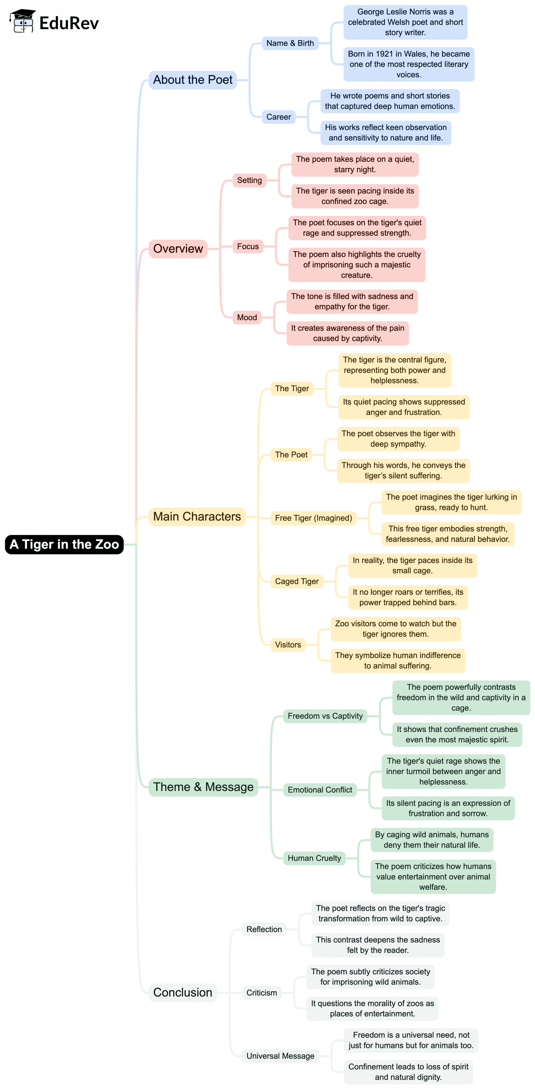 Mind Map: A Tiger in the Zoo | English Class 10