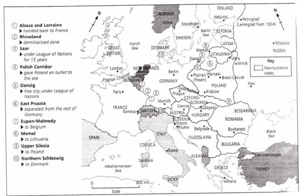 Territorial A changes resulting from the Versailles Treaty