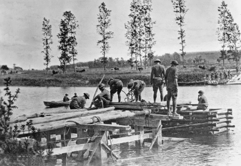 Engineers of the U.S. 3rd Infantry Division preparing to cross the Marne River