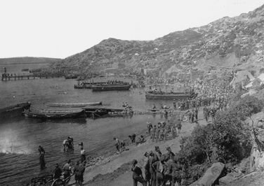 World War I: Allied troops on the Gallipoli Peninsula Allied troops lining the shore at `ANZAC Cove` on the Gallipoli Peninsula. The cove was named after the ANZAC (Australian and New Zealand Army Corps) troops that were part of the Allied forces. The Dardanelles Campaign against the Turks was a bloody defeat for the Allies.