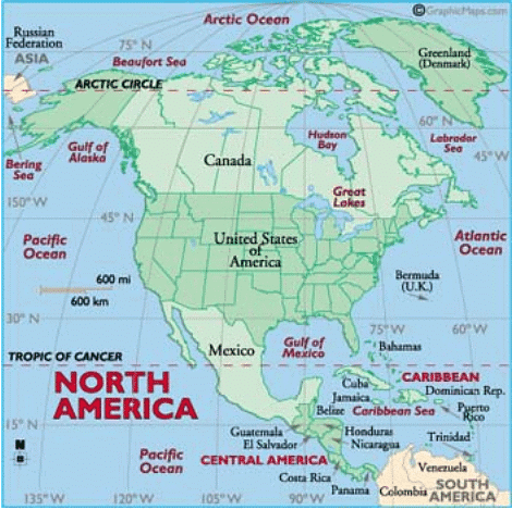 Continents- North America - UPSC