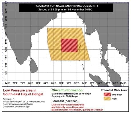 Low-Pressure Area in Bay of Bengal (November 2025)