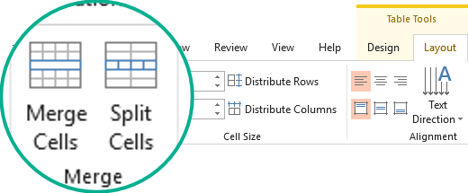 Merge or Split table cells