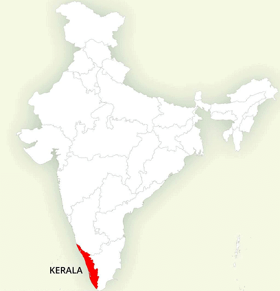 Location of Kerala on India`s Map