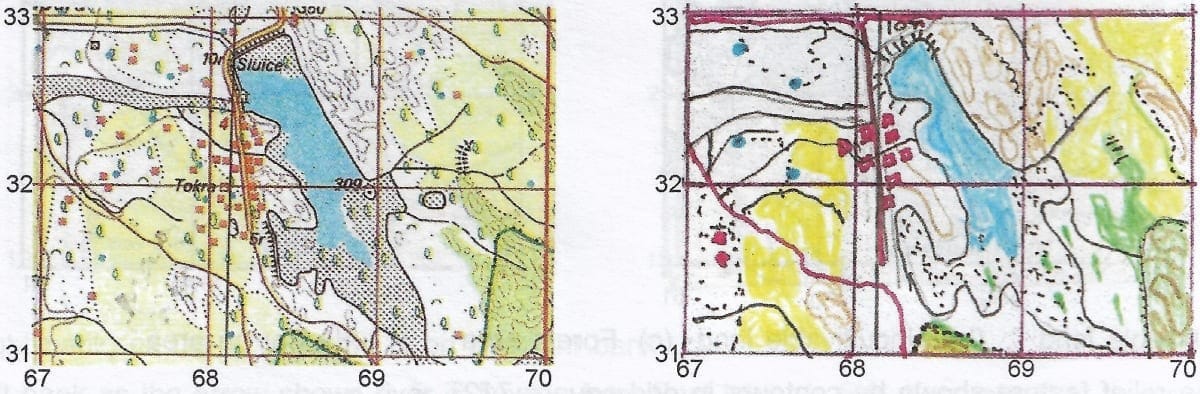 Q21: Give four figure grid reference of the temporary huts