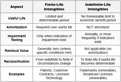 2.3 Comparison: Finite vs Indefinite Life Intangibles