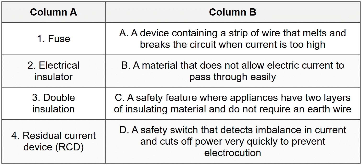 Section C: Match the Column