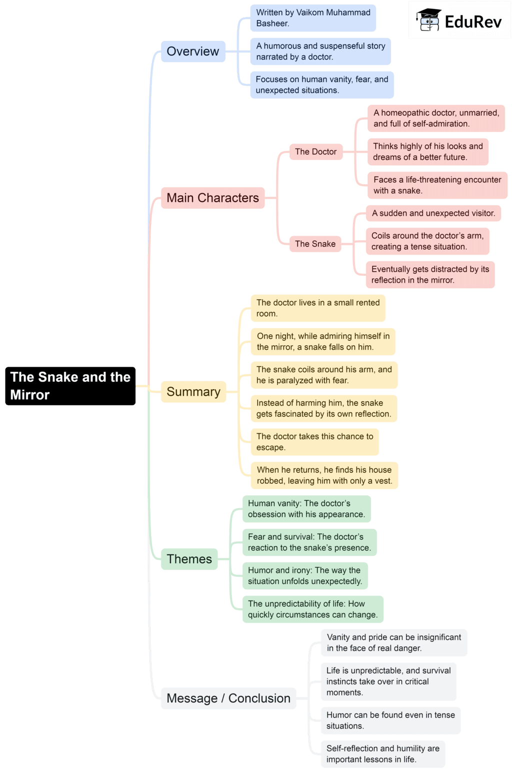Mind Map: The Snake and the Mirror | English Class 9