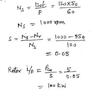 A 6-pole, 50 Hz, 3-f induction motor is running at 950 rpm and has ...