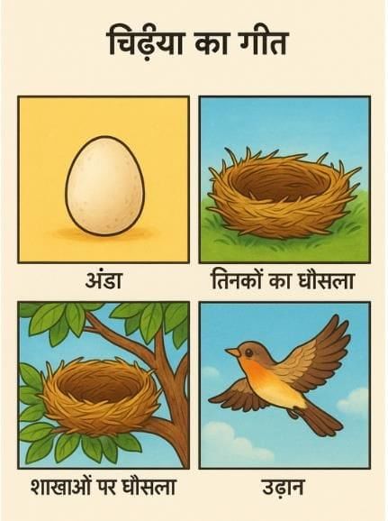 Worksheet Solutions: चिड़िया का गीत | Hindi for Class 4 (वीणा: New NCERT)