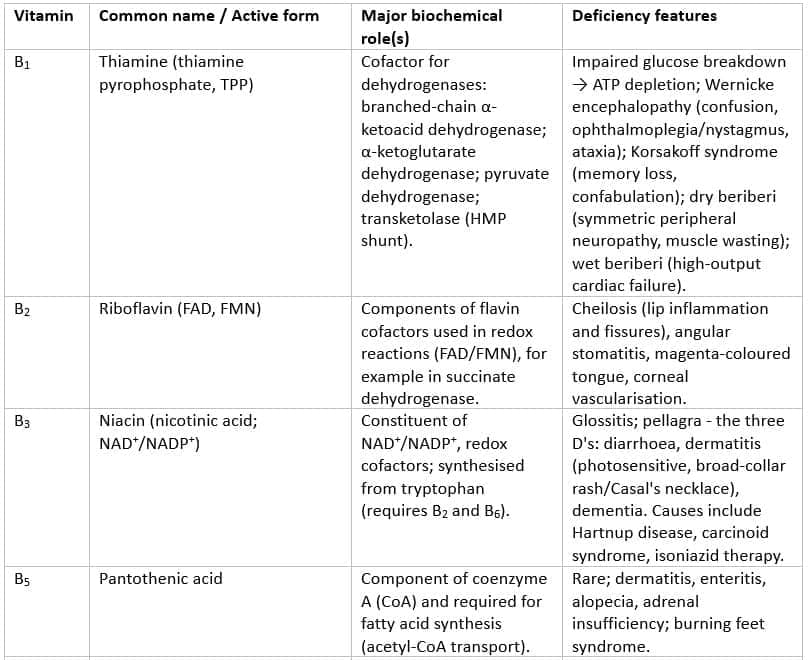 Selected Water-Soluble Vitamins and Key Features
