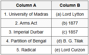 Match the followingQuestion III