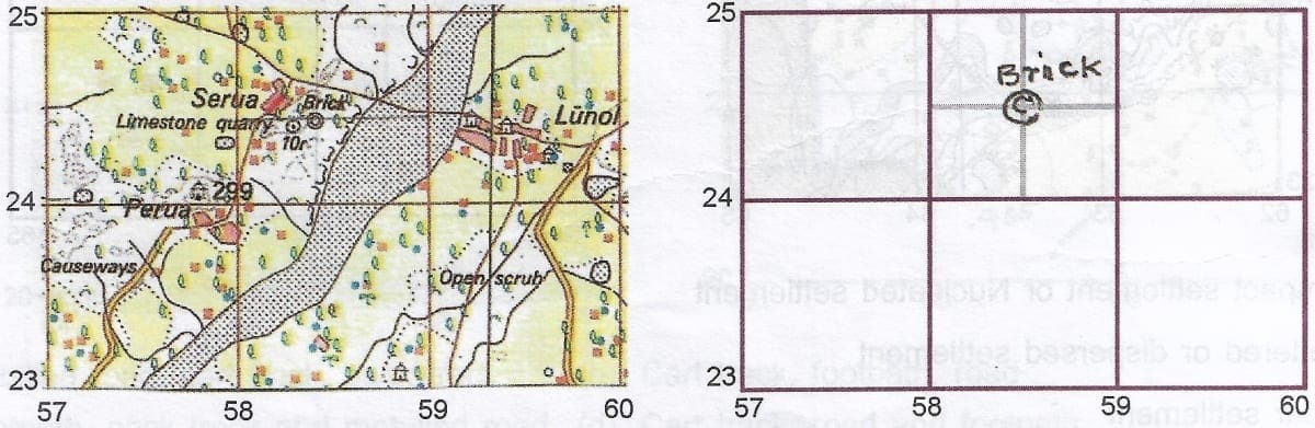 Q21: Give four figure grid reference of the temporary huts