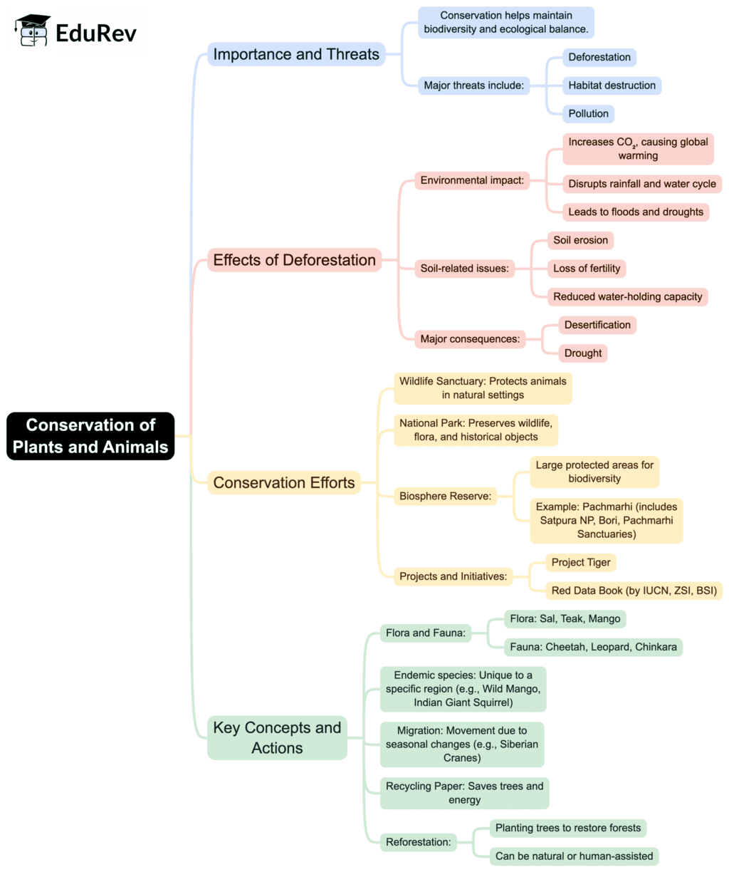 Mind Map: Conservation of Plants and Animals | Science Class 8