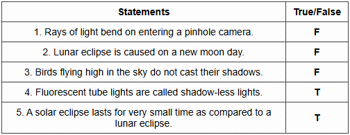 Que: C. State whether the following statements are true or false :