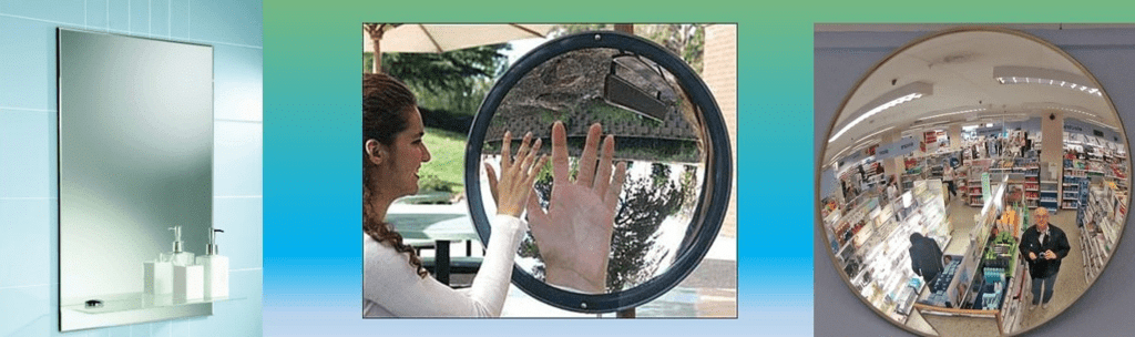 Plane Mirror, Concave Mirror and Convex Mirror