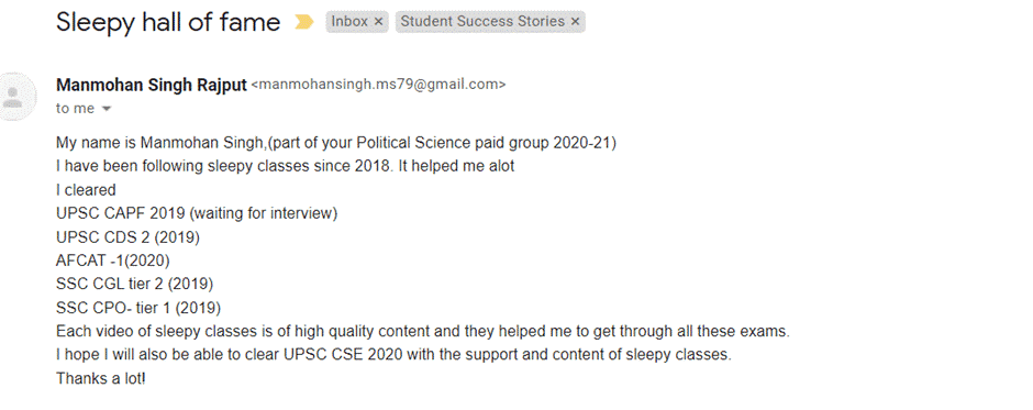 What students say about Sleepy Classes course for UPSC | How to Study for UPSC with Sleepy Classes on EduRev
