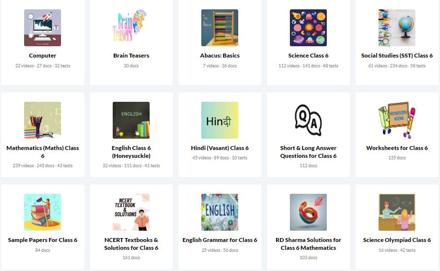 Some of the Courses included in the EduRev Infinity Package for Class 6