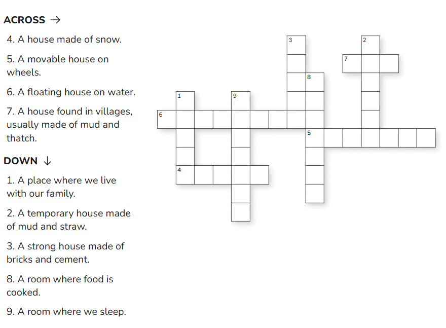 Houses We live In - 1 Class 1 Worksheet EVS