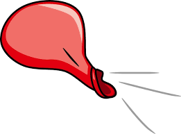  Balloon size is squeezed when air is blown out from it.