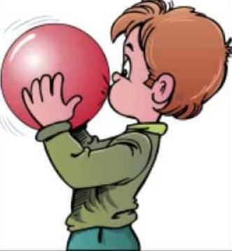 The balloon becomes bigger in size when air is blown in it.