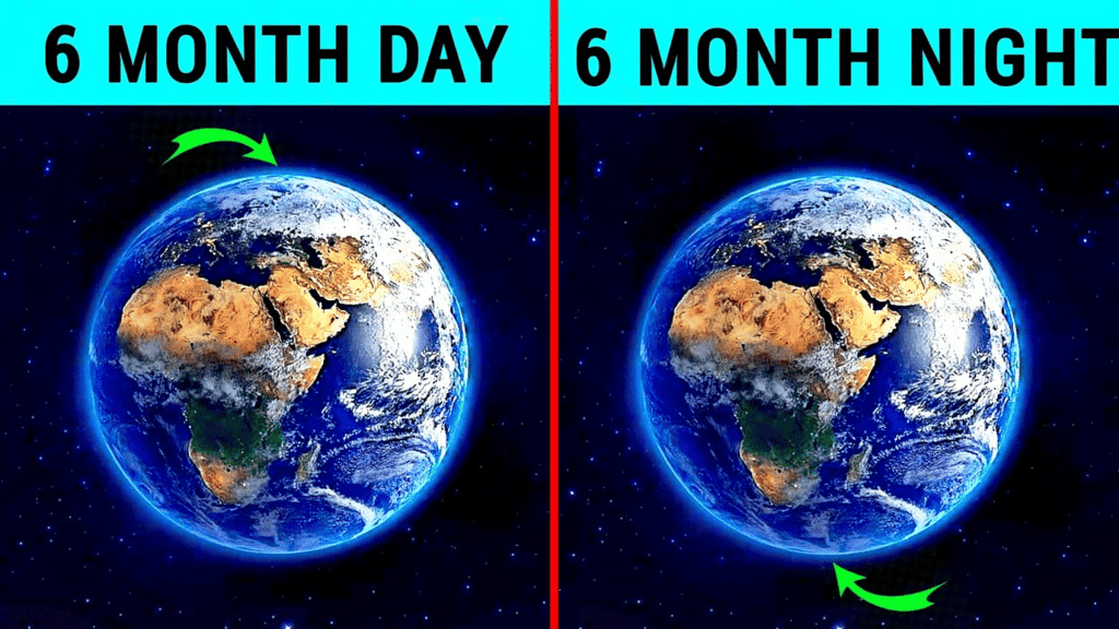 6 Month Day and 6 Month Night at Poles 