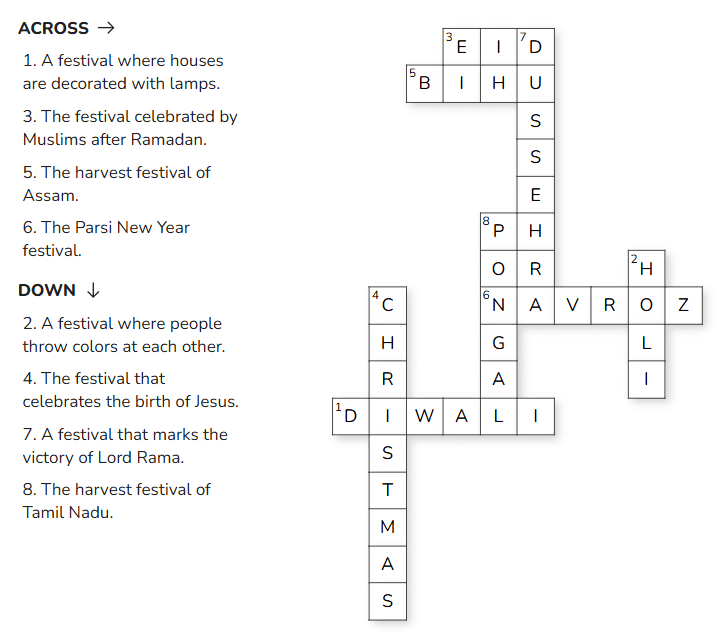 EVS Festivals - CBSE Worksheets- 2 Solutions